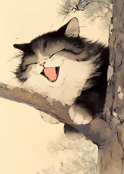 Cute Kitten on Tree by MIROKKU