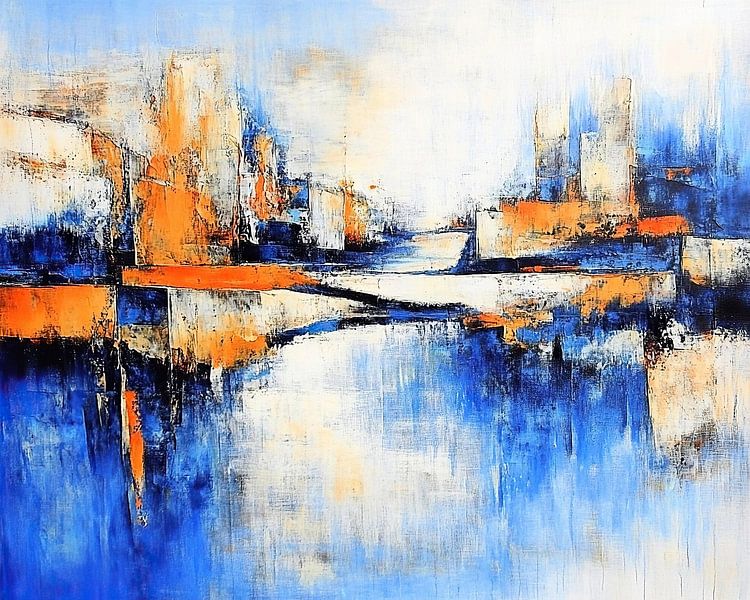 India Abstract | Orange Pulse Shadows van Abstract Schilderij