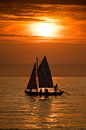 Sailboat on a summer evening on the IJsselmeer babij Stavoren by Harrie Muis thumbnail