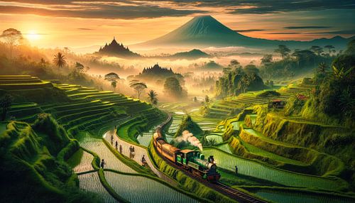 Java treintocht bij zonsopgang