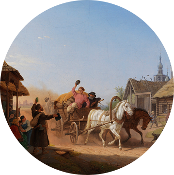 PETER VON HESS, Russische dorpsherberg, 1848 van Atelier Liesjes