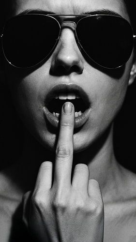 The Rebel - Black-and-white portrait of woman with sunglasses
