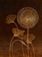 Japandi style. Abstract spent dandelions. Series: Mixed Media