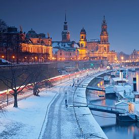 Vieille ville de Dresde en hiver, Allemagne sur Sabine Klein