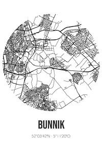 Bunnik (Utrecht) | Carte | Noir et blanc sur Rezona