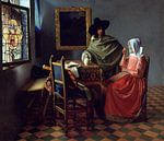 Herr und Dame beim Wein - Jan Vermeer von 1000 Schilderijen Miniaturansicht