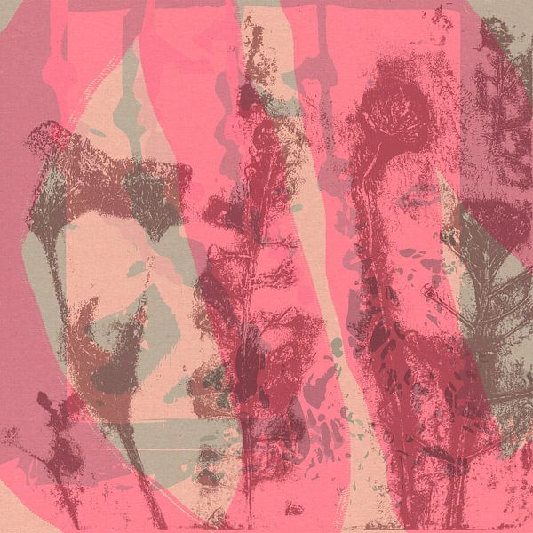 Flowers in pink, brown, grey. Modern botanical art. by Dina Dankers