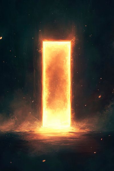 Porte lumineuse dans l'obscurité par Poster Art Shop