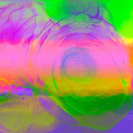 Moderne abstrakte Kunst: Collage grün, rosa und lila. Serie: Neon von Studio Pieternel