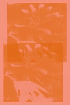 Abstrakte Botanik in Orange und Rosa von Abstrakte minimalistische Kunst