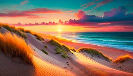 Duinen met zand en zee