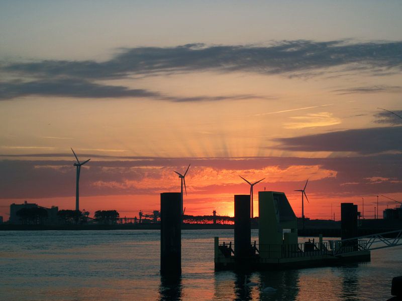 De Nieuwe Waterweg in avondlicht by Angelo Bottigliero