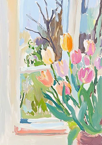 Tuplen Bloemen Vensterbank Fauvisme