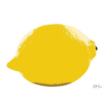 Eenzaam stuk fruit - Gele citroen op witte achtergrond van Barbara Mac Intosch