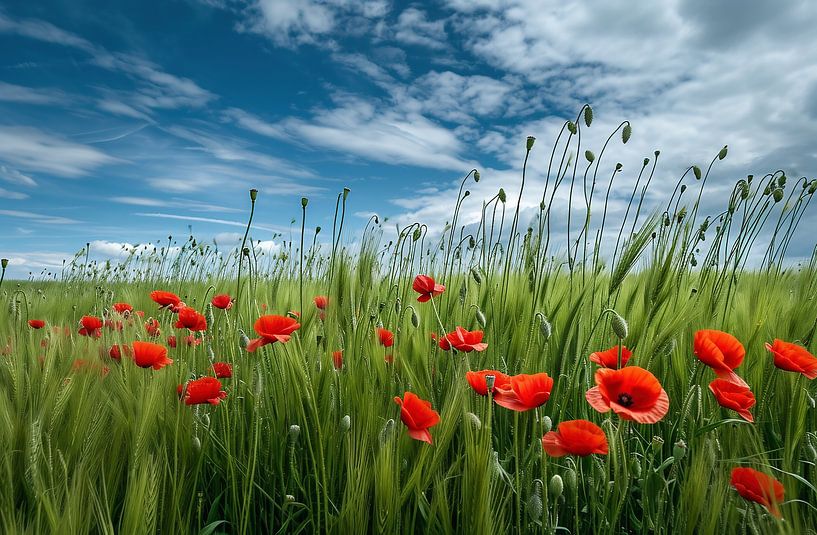 Veld met wilde bloemen van fernlichtsicht