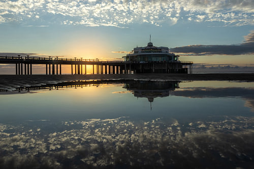Blankenberge Beach Sunset and Pier