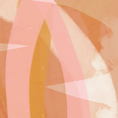 Romantische abstracte minimalistische kunst in roze, terracotta, geel