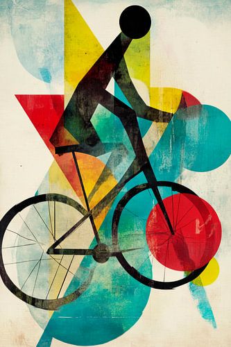 Fahrradfahrer in buntem Stil