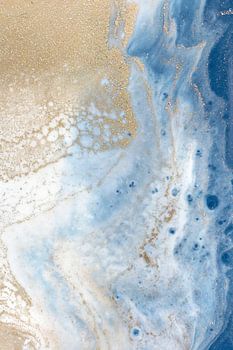 Swirling Blue and Gold Patterns Resembles a Cosmic Landscape