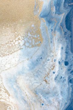 Swirling Blue and Gold Patterns Resembles a Cosmic Landscape