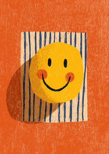 Lachend gezicht op gestreepte stof