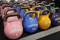 Colored CrossFit kettlebells