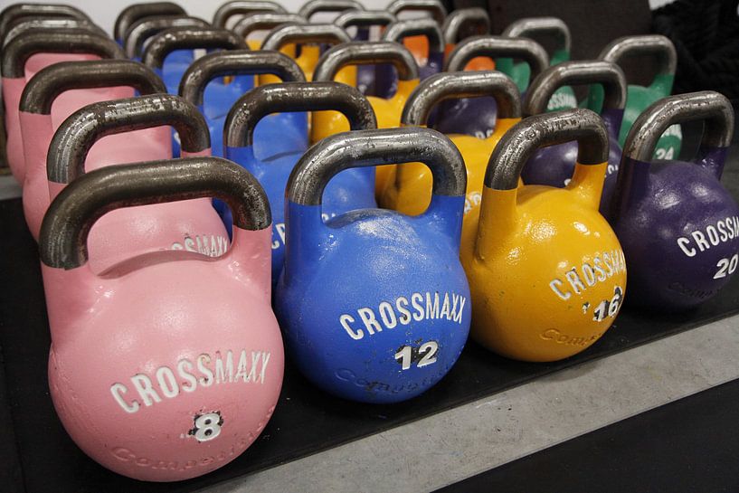 Colored CrossFit kettlebells by Carel van der Lippe