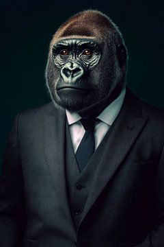 Gorilla in pak: stijl ontmoet natuur van Poster Art Shop