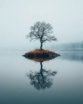 Reflectie in het meer van fernlichtsicht