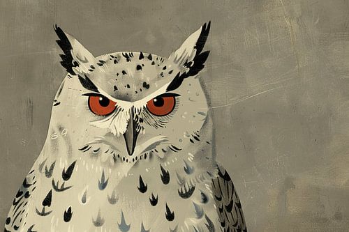 Owl Minimalist | Night Guardian's Uhr von Blickfänger Gemälde