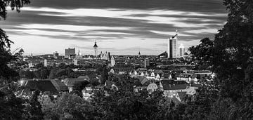 Skyline van Leipzig (zwart-wit)