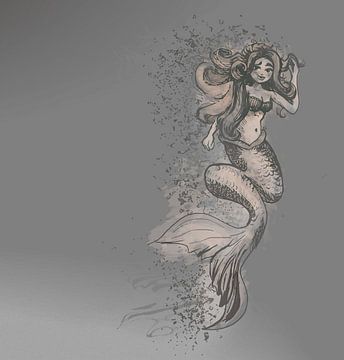 Meerjungfrau in Grau und Creme von Emiel de Lange