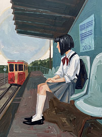 Schoolgirl Waits for Train sur HUGO