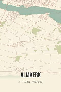 Vieille carte d'Almkerk (Brabant du Nord) sur Rezona