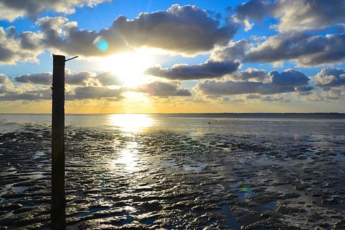 ZIcht op de waddenzee bij Moddergat