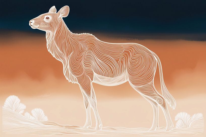 Elegant line drawing of antelope by Art & Soul Creations