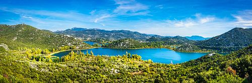 Panorama van de heuvels en baai bij Makarska, Kroatië