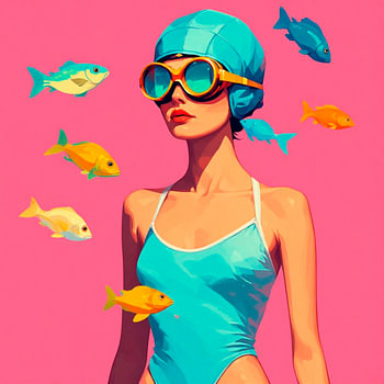 Ein Porträt einer jungen Frau im Badeanzug – Modeillustration im Pop-Art-Stil. .
