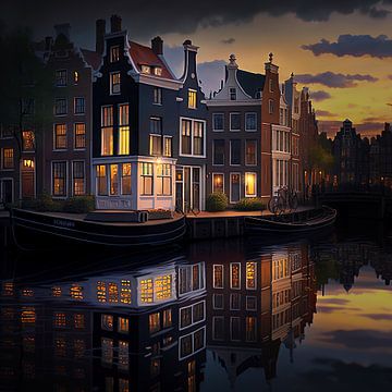Evening in Amsterdam by Digital Art Nederland