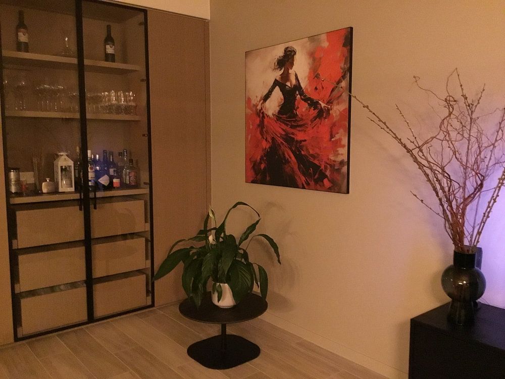 Danseuse espagnole de flamenco en rouge et noir  par Lauri Creates 