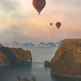 Luchtballonnen over Halong Bay - Uitzicht over landschap van Danny Vermeulen