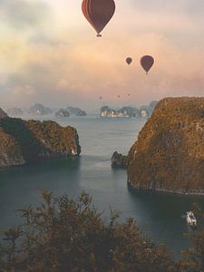 Ballons au-dessus de la baie d'Halong - Vue sur le paysage
