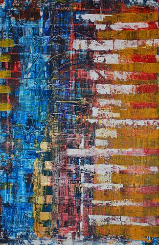 Bunte Farbstreifen in Spachteltechnik