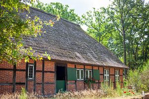 Historisches Bauernhaus, Wilsede, Lüneburger Heide, Niedersachsen, Deutschland
