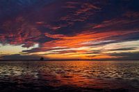 Sunset Wadden Sea island Ameland