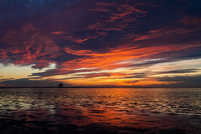 Sunset Wadden Sea island Ameland by Nicole Nagtegaal