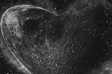 Hart van de maan Zwart-wit abstract van Iris Holzer Richardson