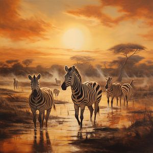 Zèbres dans la savane sur The Xclusive Art