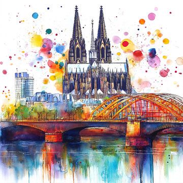 Keulen in aquarelstijl van ARTemberaubend