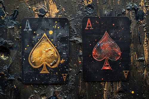 Minimalistisch Speelkaarten in Goud en Rood